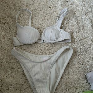 White Ribbed target bikini set XS top S bottom
